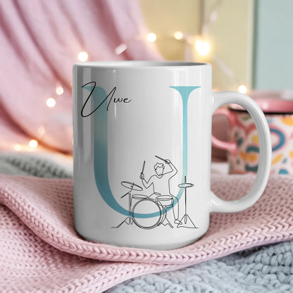 Tasse Mit Name Und Lineart Schlagzeuger Personalisiertes Geschenk 4