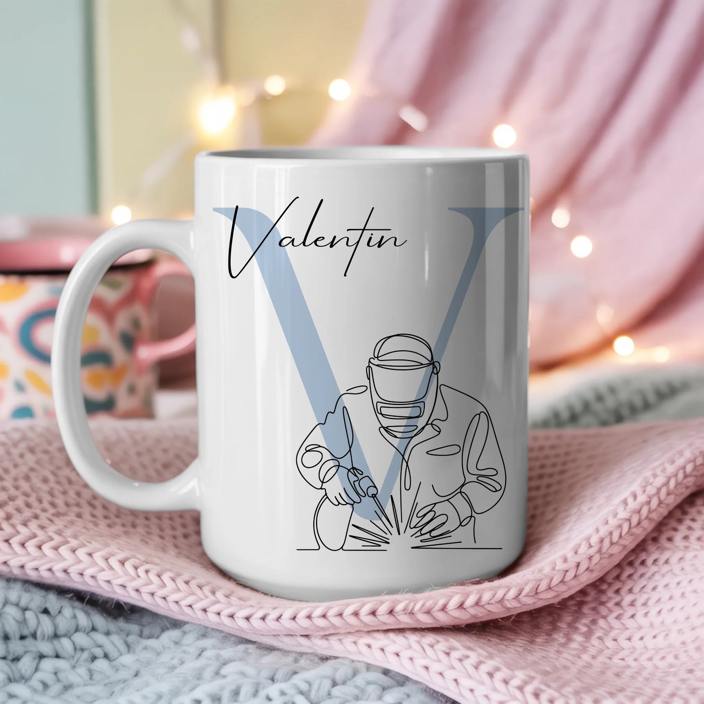 Personalisierte Tasse Mit Name Lineart Schweißer Schweißer Geschenkidee 3