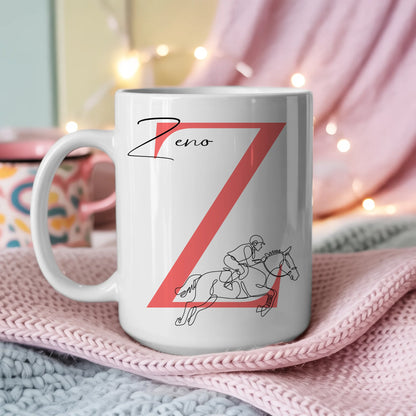 Ausgefallene Tassen Mit Name Lineart Springreiten Springreiter Personalisiert 3