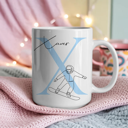 Personalisierte Tasse Mit Name Lineart Snowboarden Snowboarder Geschenk 4
