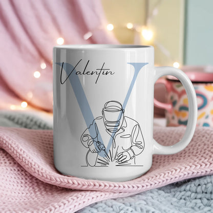 Personalisierte Tasse Mit Name Lineart Schweißer Schweißer Geschenkidee 4