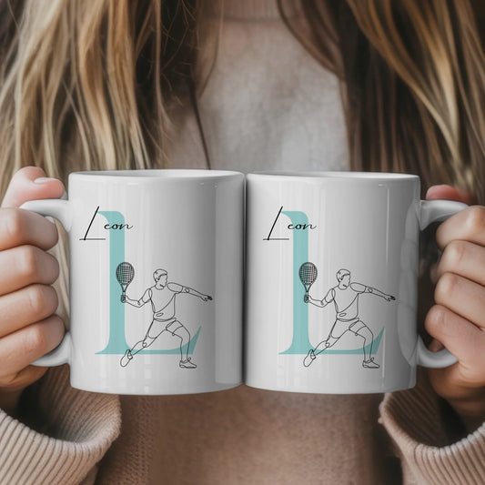 Personalisierte Tasse Mit Name Und Lineart Tennis Tennisspieler Geschenk für Tennisfans 1