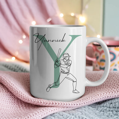 Personalisierte Tasse Mit Name Und Lineart Softball Softballspieler 4