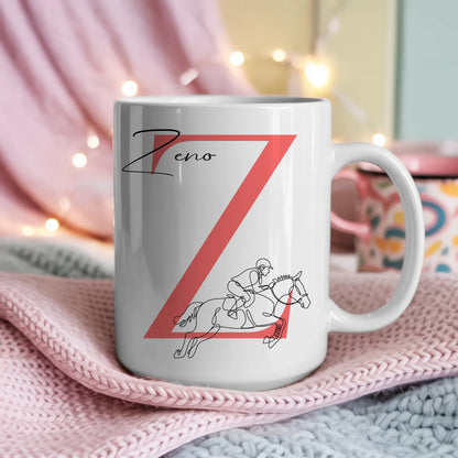Ausgefallene Tassen Mit Name Lineart Springreiten Springreiter Personalisiert 4