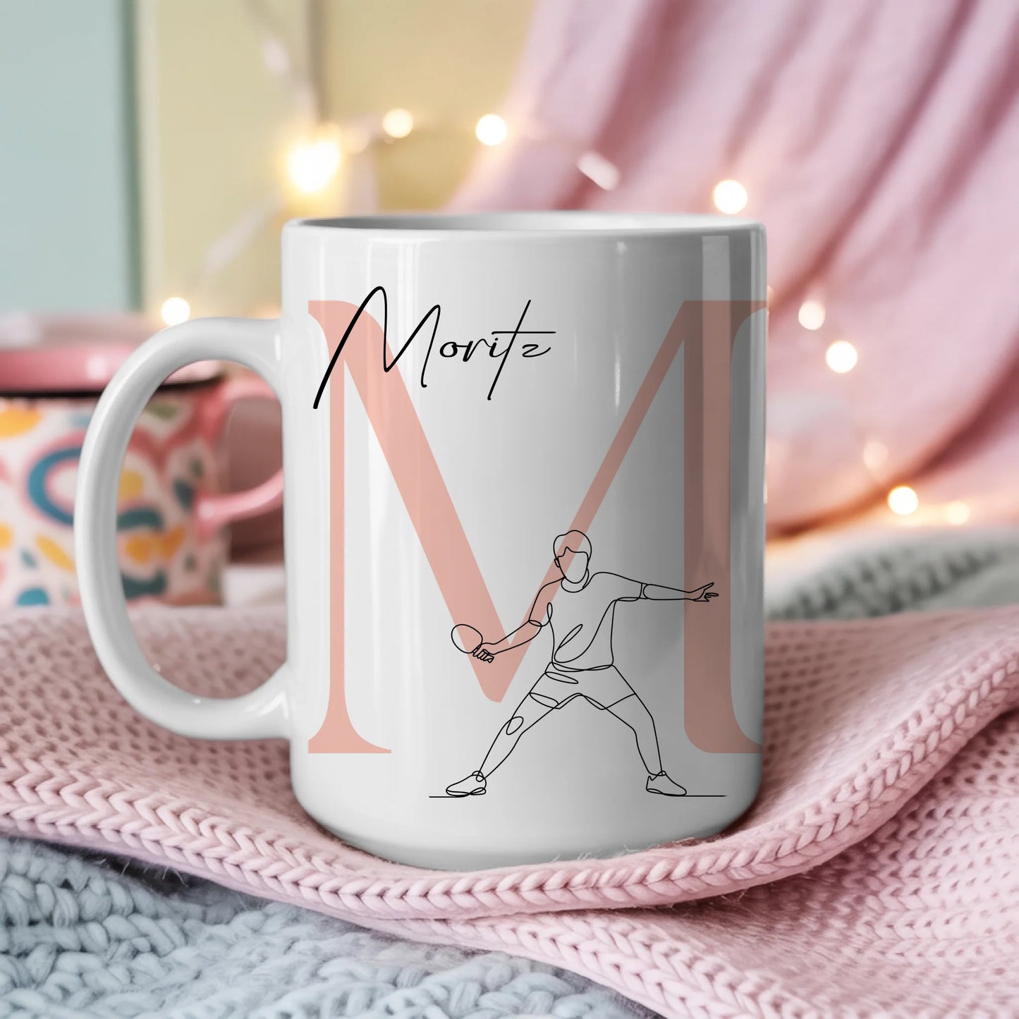 Personalisierte Tasse Mit Name Lineart Tischtennis Tischtennisspieler Geschenk 3