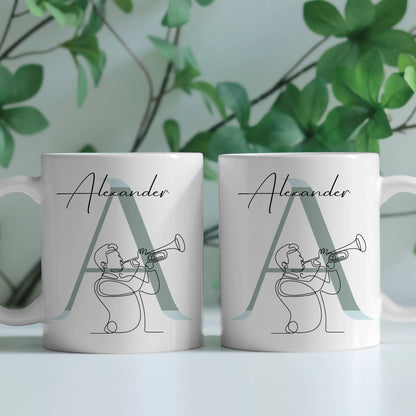 Personalisierte Tasse Mit Name Und Lineart Trompete Für Trompeter 2