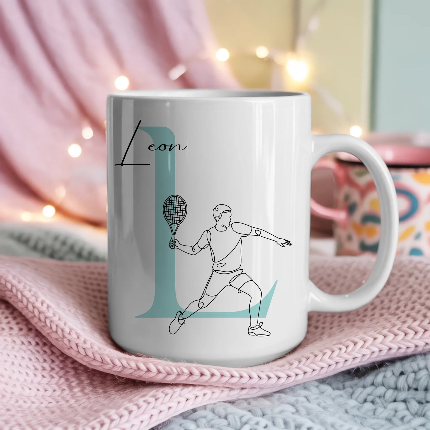 Personalisierte Tasse Mit Name Und Lineart Tennis Tennisspieler Geschenk für Tennisfans 4