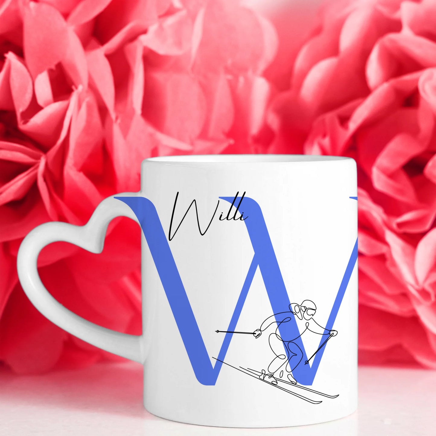 Personalisierte Tasse Mit Name Lineart Skifahren Skifahrer Individuelles Geschenk 7