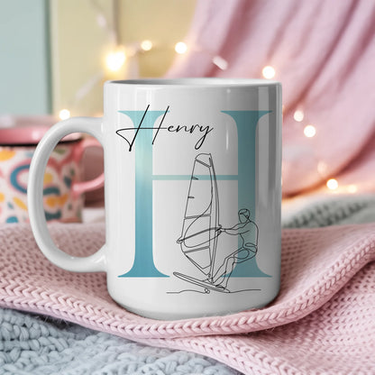 Personalisierte Tasse Mit Name Und Lineart Windsurfen Windsurfer Geschenk 3