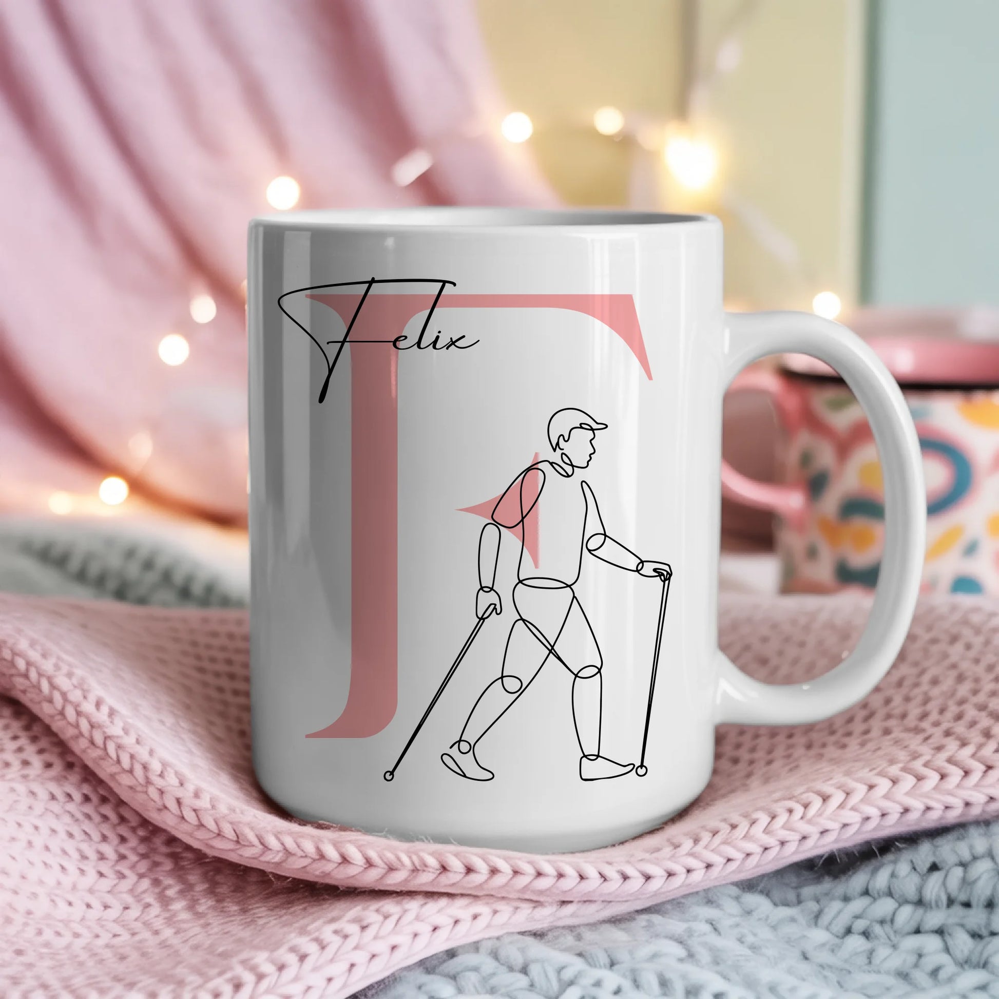 Personalisierte Tasse Mit Name Lineart Wandern Wanderer Geschenk für Wanderliebhaber 4