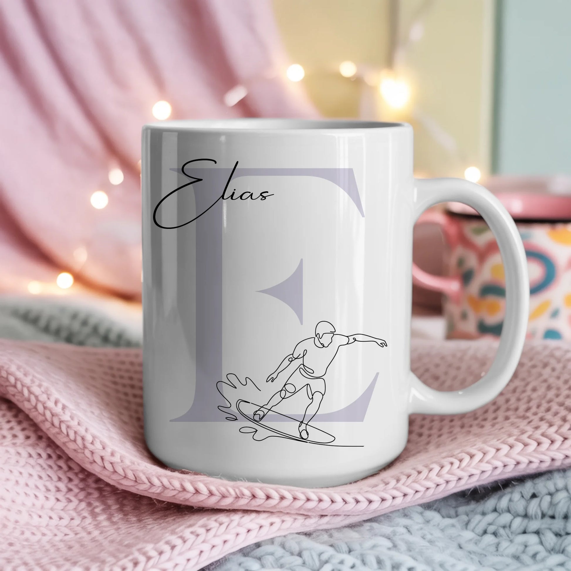 Ausgefallene Tassen Mit Name Lineart Wakeboarden Wakeboarder Personalisiertes Geschenk 4