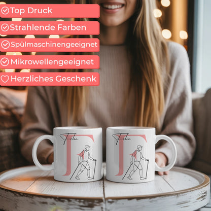 Personalisierte Tasse Mit Name Lineart Wandern Wanderer Geschenk für Wanderliebhaber 6
