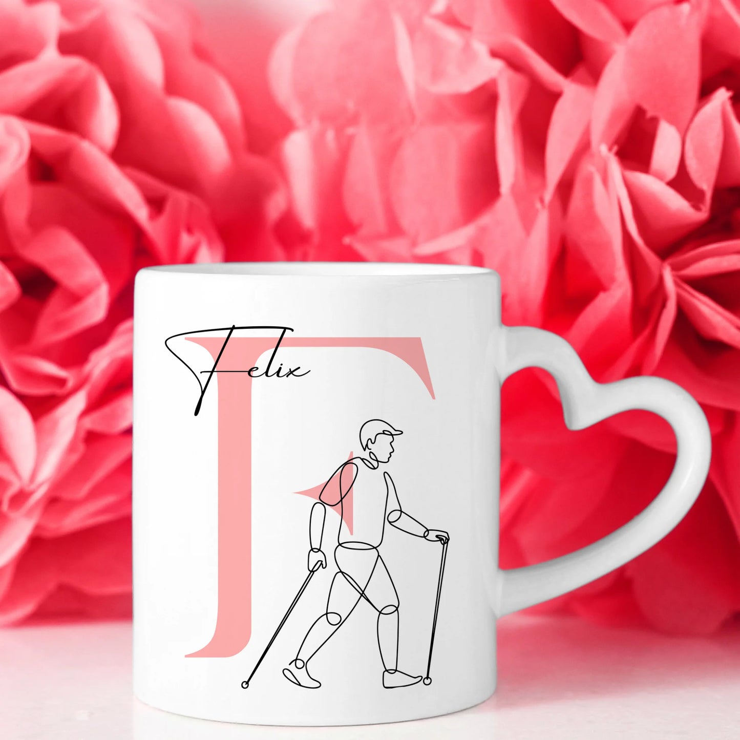 Personalisierte Tasse Mit Name Lineart Wandern Wanderer Geschenk für Wanderliebhaber 8