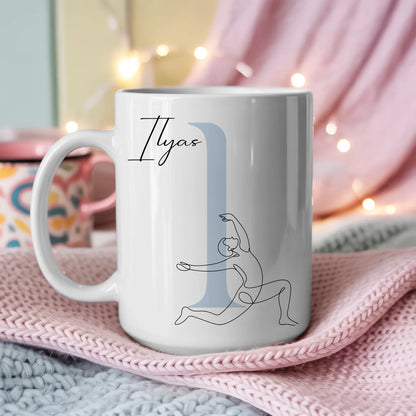 Personalisierte Tasse Mit Name Lineart Yoga Yogi Individuelles Geschenk für Yoga Fans 3
