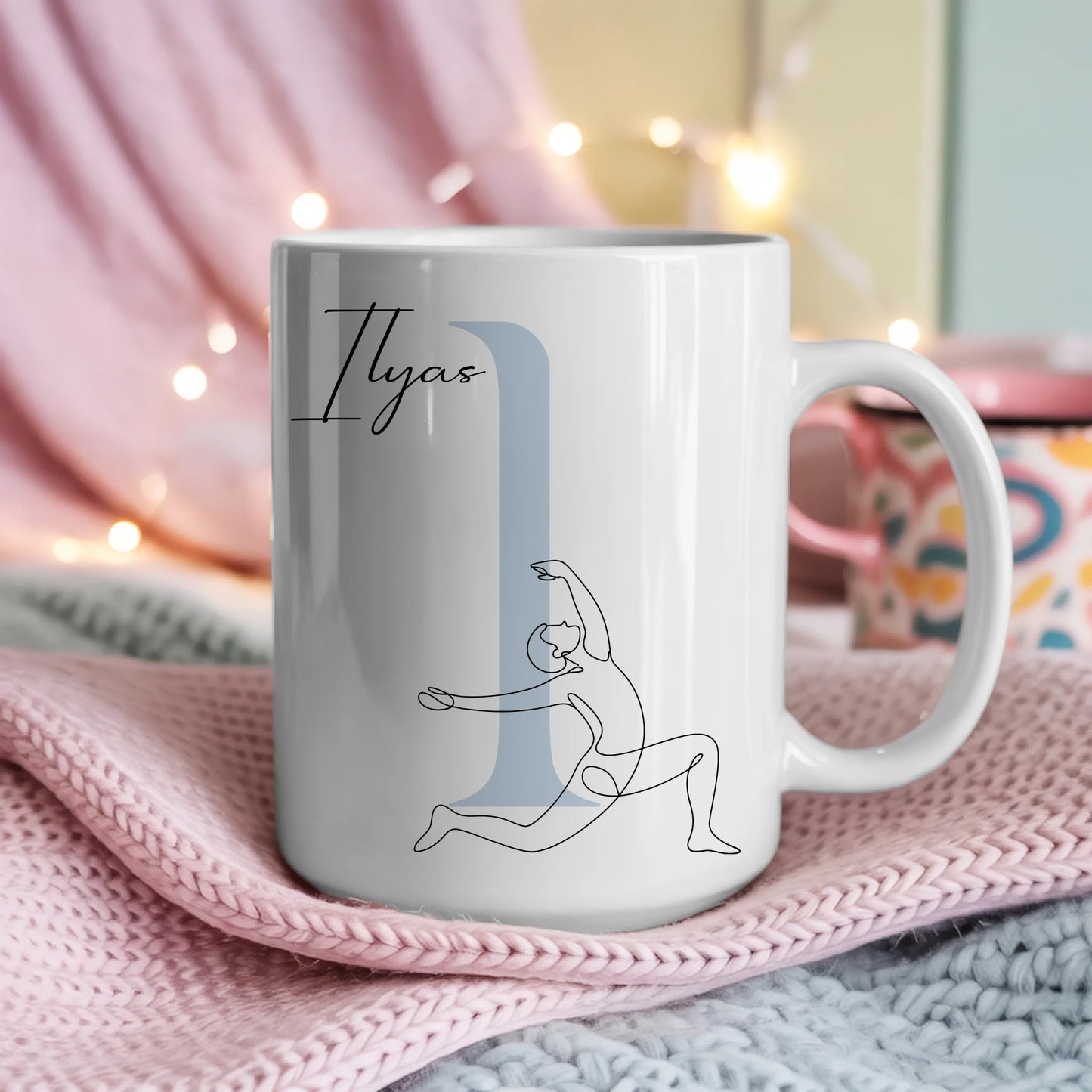 Personalisierte Tasse Mit Name Lineart Yoga Yogi Individuelles Geschenk für Yoga Fans 4