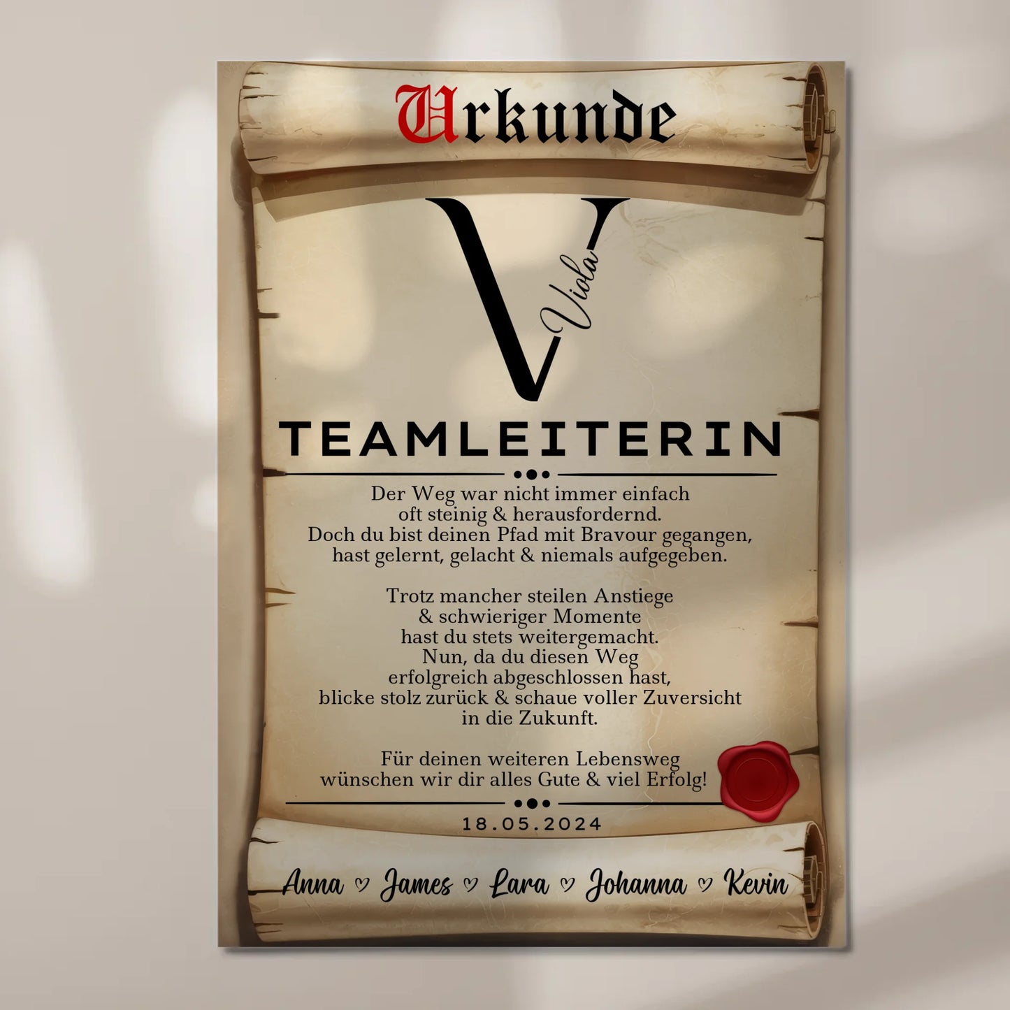 Geschenk Zum Abschluss Ausbildung Teamleiterin Urkunde Fotoboard