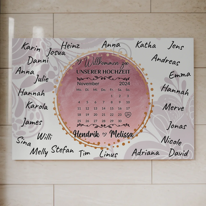 Fotoboard Hochzeit Herzlich Willkommen Rosa Aquarell