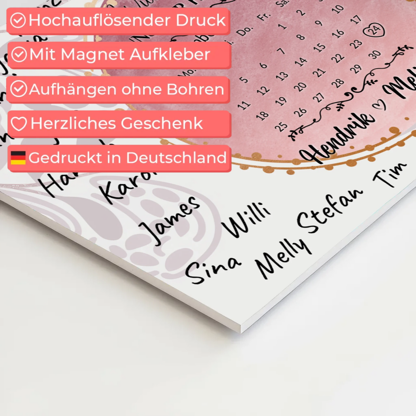 Fotoboard Hochzeit Herzlich Willkommen Rosa Aquarell