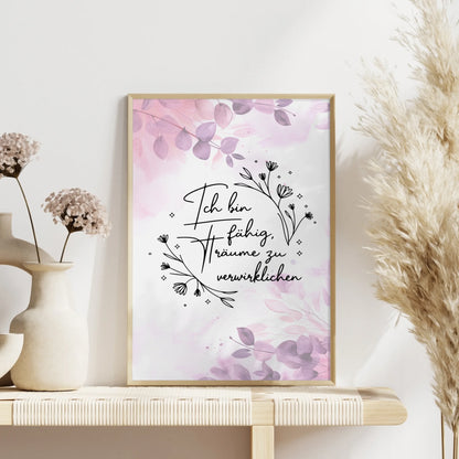 Affirmations Poster Ich bin fähig meine Träume zu verwirklichen