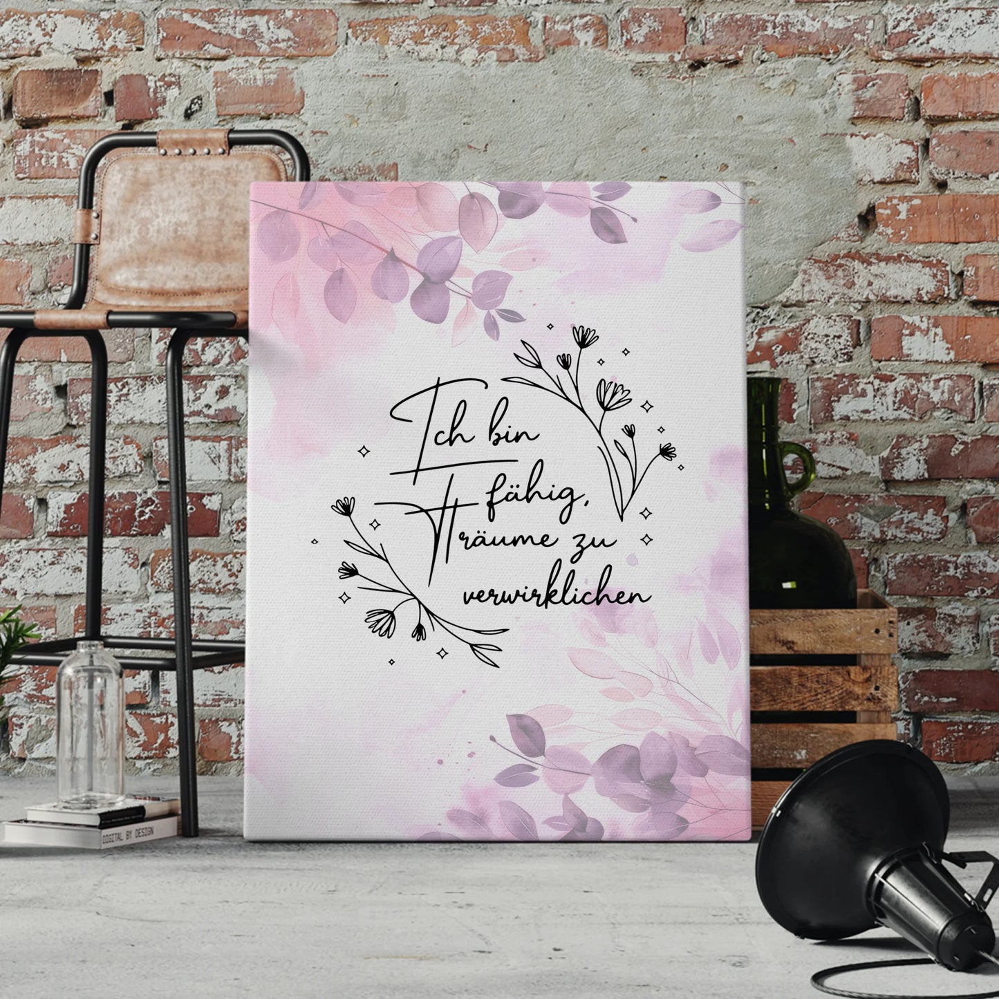 Affirmation Leinwand Spruch Ich bin fähig meine Träume verwirklichen