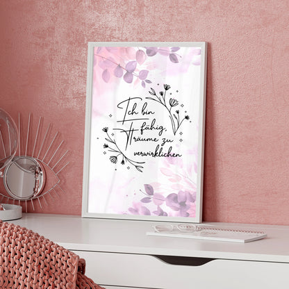 Affirmations Poster Ich bin fähig meine Träume zu verwirklichen