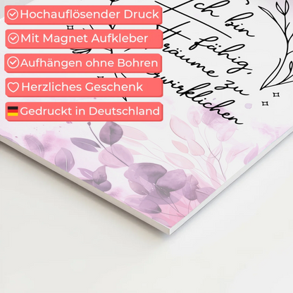 Affirmation Magnet Poster Spruch Ich bin fähig Träume