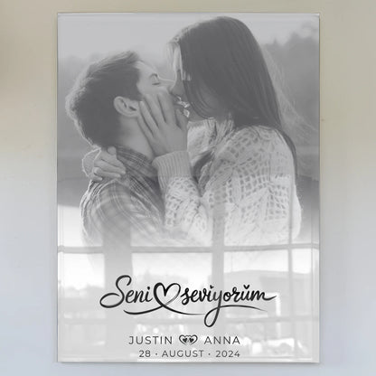 Personalisiertes Acrylglas Bild Paare Mit Namen Seni Seviyorum
