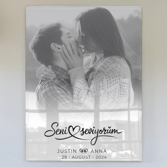 Personalisiertes Acrylglas Bild Paare Mit Namen Seni Seviyorum
