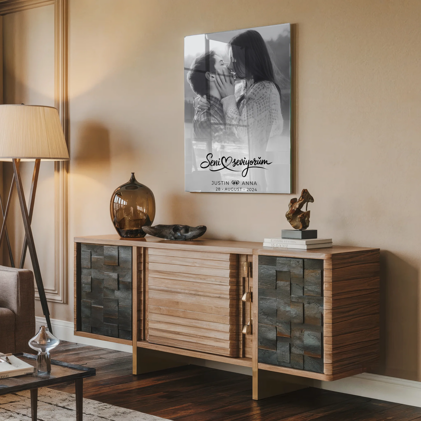 Personalisiertes Acrylglas Bild Paare Mit Namen Seni Seviyorum