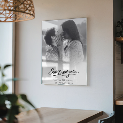 Personalisiertes Acrylglas Bild Paare Mit Namen Seni Seviyorum