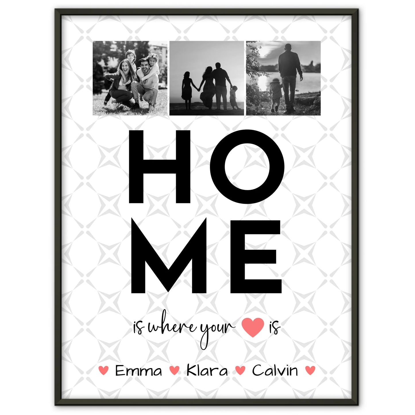Personalisierte Familienposter mit Namen Geschenk Fotocollage Familie Home Is Where Your Heart Is