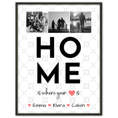 Personalisierte Familienposter mit Namen Geschenk Fotocollage Familie Home Is Where Your Heart Is
