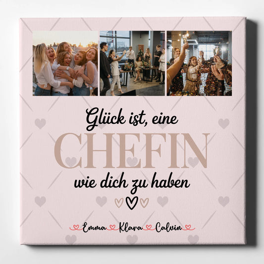 Personalisierte Leinwand Bild Fotocollage für Chefin Glück Ist eine Chefin Wie Dich Zu Haben 1
