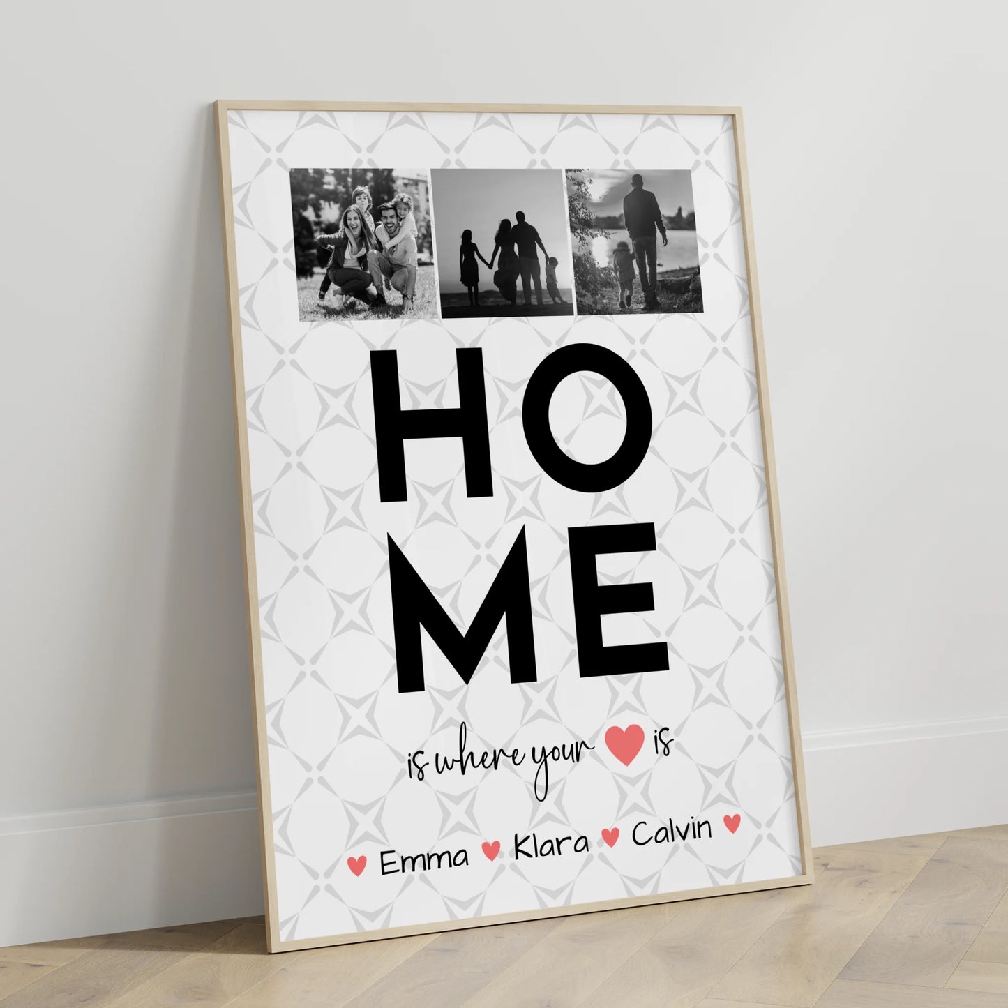 Personalisierte Familienposter mit Namen Geschenk Fotocollage Familie Home Is Where Your Heart Is