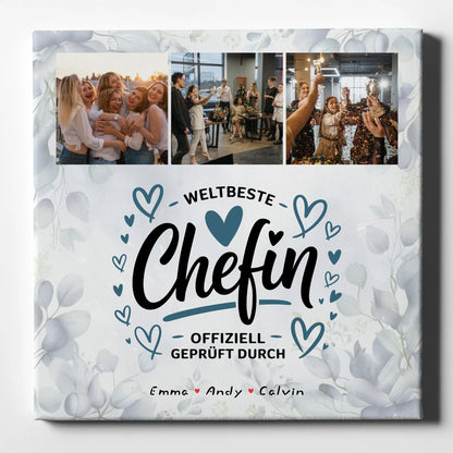 Leinwand Personalisiert Geschenk Fotocollage Chefin Weltbeste Chefin Offiziell Geprüft Durch 1