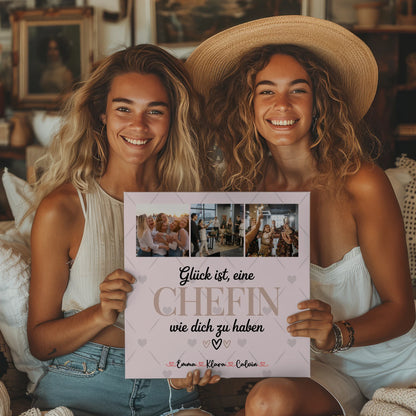 Personalisierte Leinwand Bild Fotocollage für Chefin Glück Ist eine Chefin Wie Dich Zu Haben 2