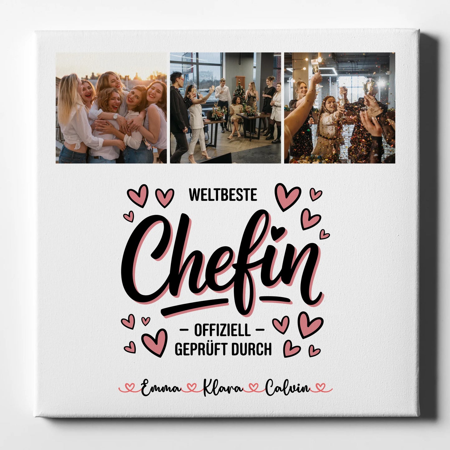 Leinwand Personalisiert Fotocollage für Chefin Weltbeste Chefin Offiziell Geprüft Durch 1