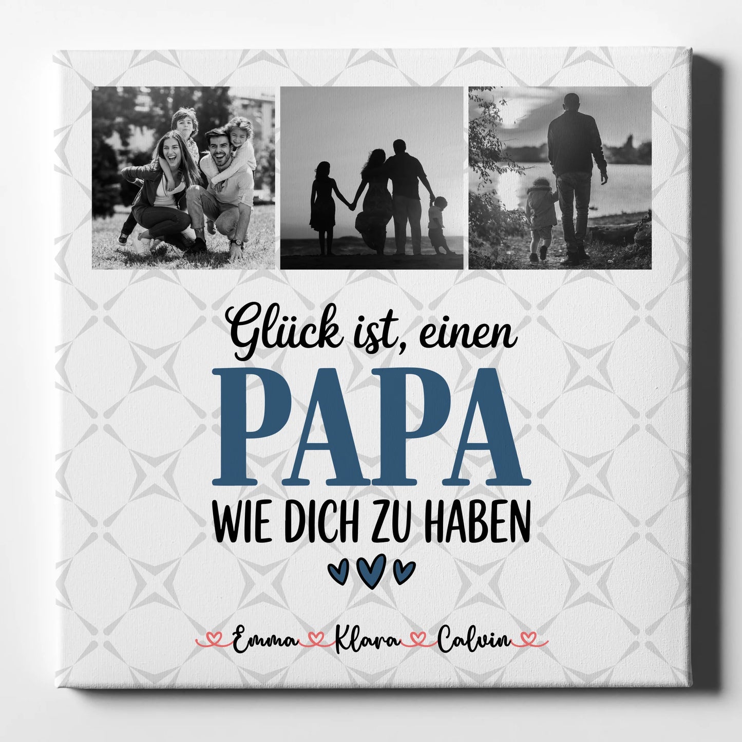 Personalisierte Leinwand Fotocollage Papa Glück ist einen Papa wie dich zu haben Geschenkidee 1
