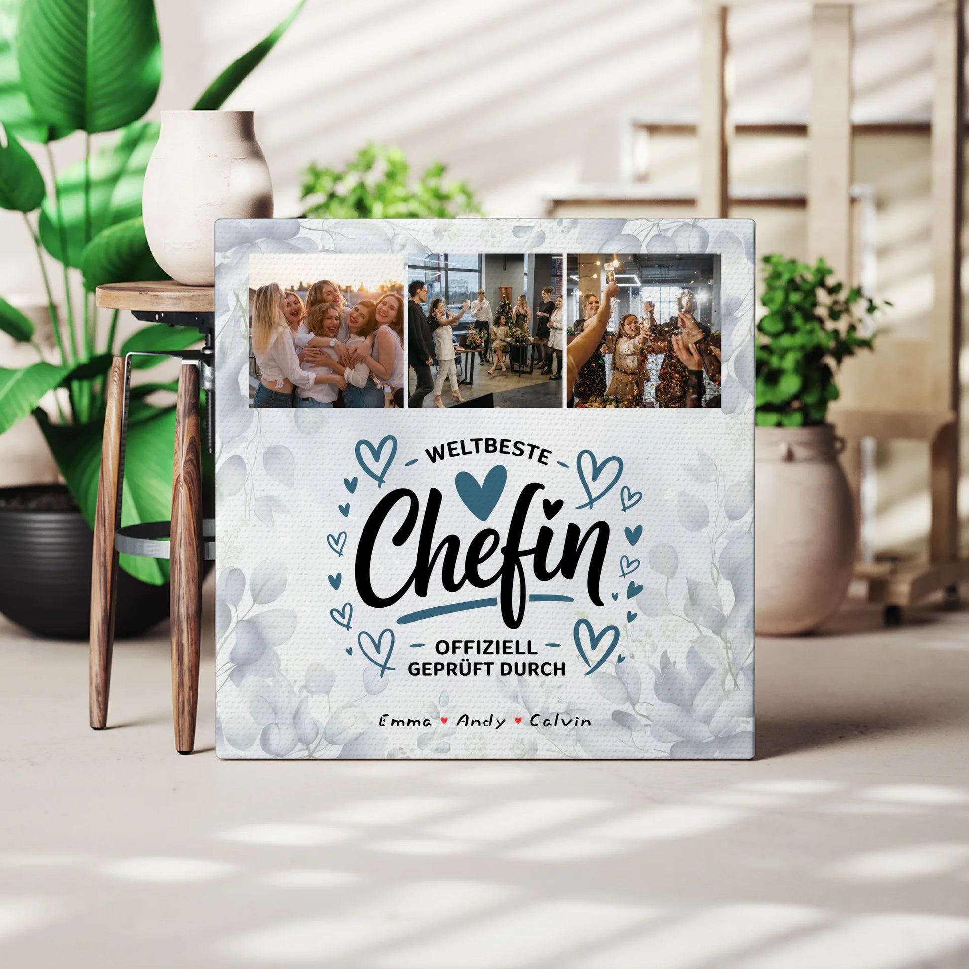 Leinwand Personalisiert Geschenk Fotocollage Chefin Weltbeste Chefin Offiziell Geprüft Durch 3