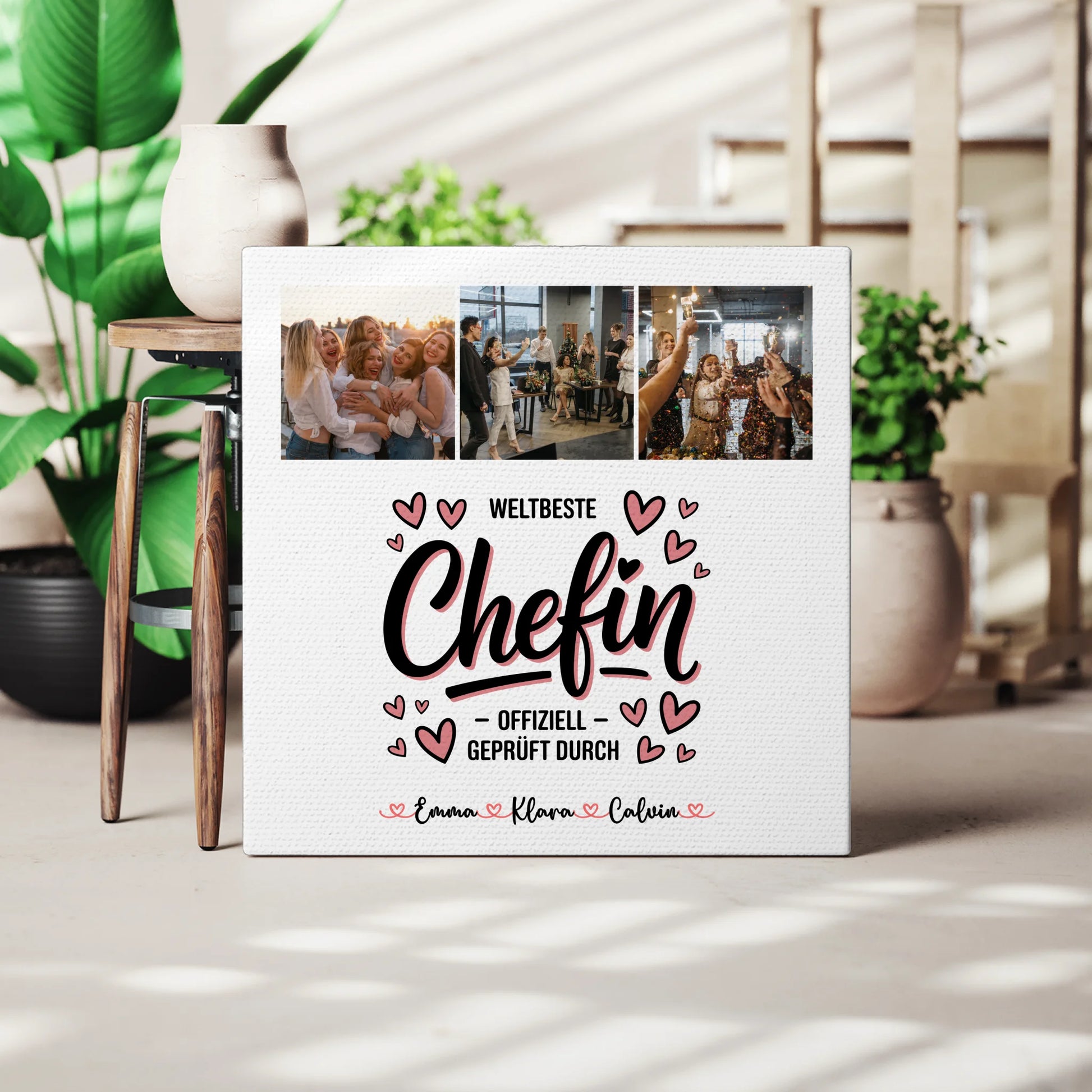 Leinwand Personalisiert Fotocollage für Chefin Weltbeste Chefin Offiziell Geprüft Durch 3