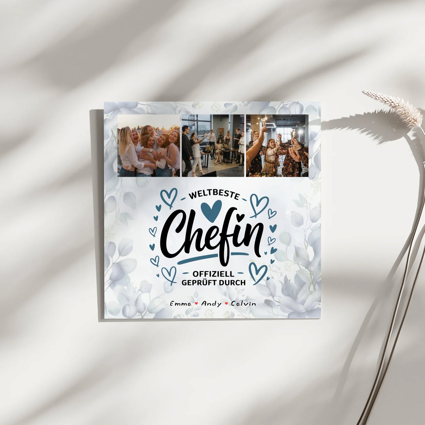 Leinwand Personalisiert Geschenk Fotocollage Chefin Weltbeste Chefin Offiziell Geprüft Durch 4