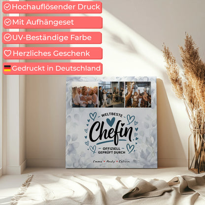 Leinwand Personalisiert Geschenk Fotocollage Chefin Weltbeste Chefin Offiziell Geprüft Durch 5