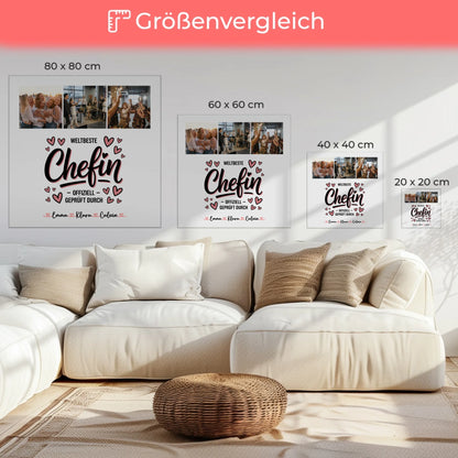 Leinwand Personalisiert Fotocollage für Chefin Weltbeste Chefin Offiziell Geprüft Durch 6