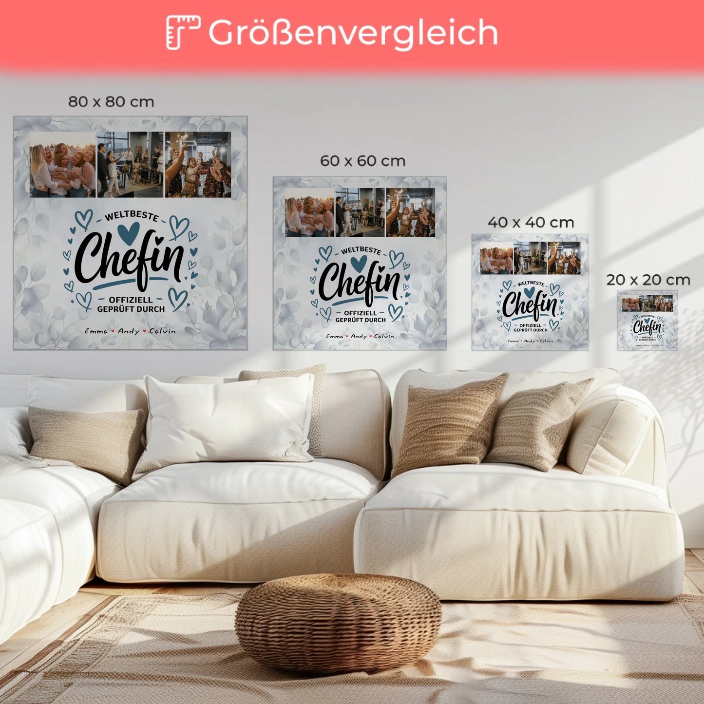 Leinwand Personalisiert Geschenk Fotocollage Chefin Weltbeste Chefin Offiziell Geprüft Durch 6