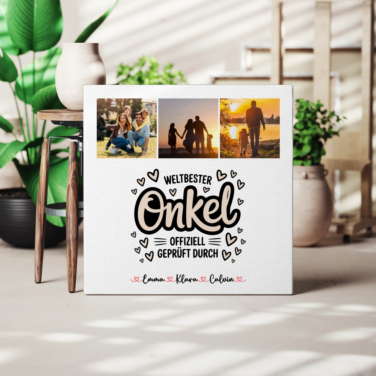 Wandbild Fotocollage für Onkel Weltbester Onkel Offiziell Geprüft Durch 3