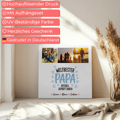 Leinwand Collagen Erstellen Fotocollage für Papa Weltbester Papa Offiziell Geprüft Durch 5