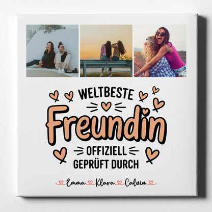 Personalisiertes Bild Beste Freundin Leinwand Fotocollage für Beste Freundin Weltbeste Freundin Offiziell Geprüft Durch 1