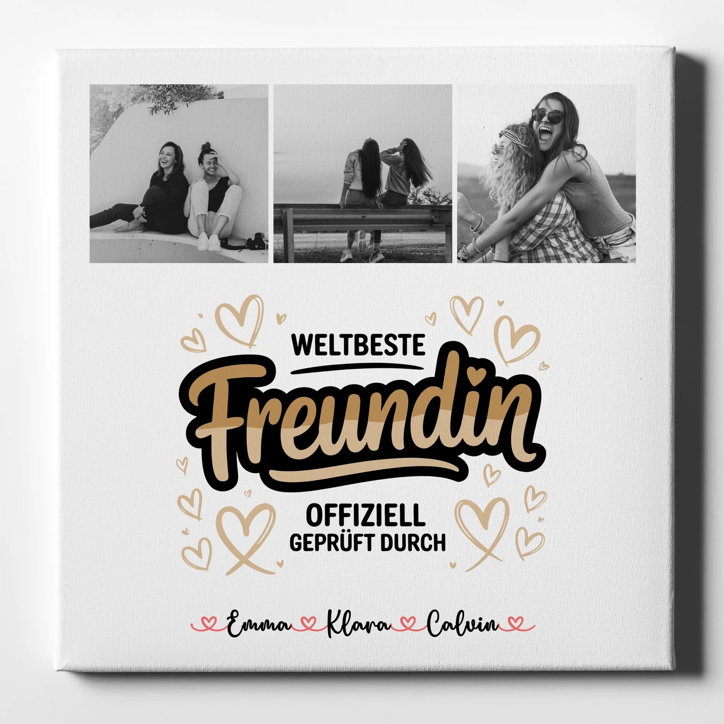 Freundinnen Bild Personalisiert Leinwand Beste Freundin Fotocollage Weltbeste Freundin Offiziell Geprüft Durch 1