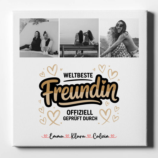Freundinnen Bild Personalisiert Leinwand Beste Freundin Fotocollage Weltbeste Freundin Offiziell Geprüft Durch 1
