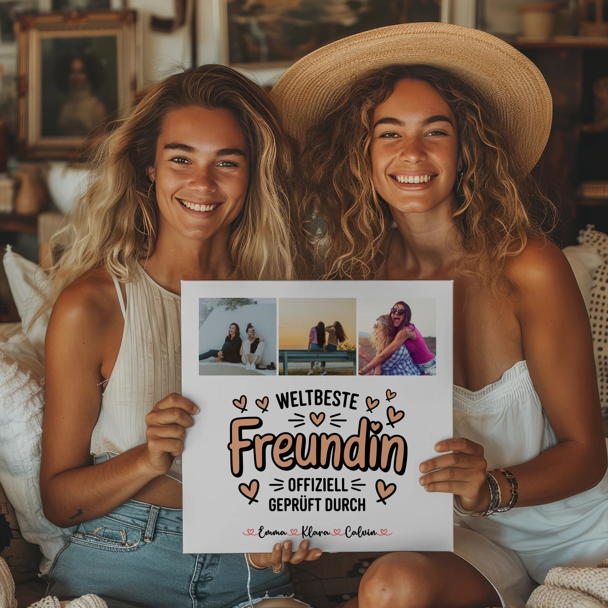 Personalisiertes Bild Beste Freundin Leinwand Fotocollage für Beste Freundin Weltbeste Freundin Offiziell Geprüft Durch 2